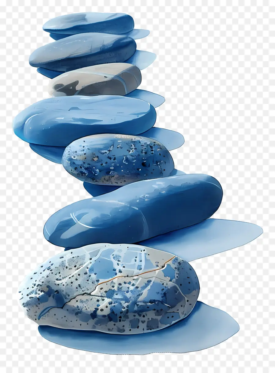 Pebbles De Contorno Azul，Caminho De Pedras PNG
