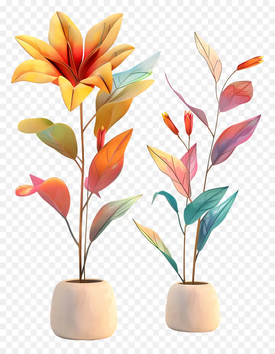 As Plantas De Flor，Vasos PNG