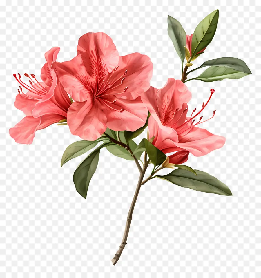 Flor Azalea，Flor Vermelha PNG