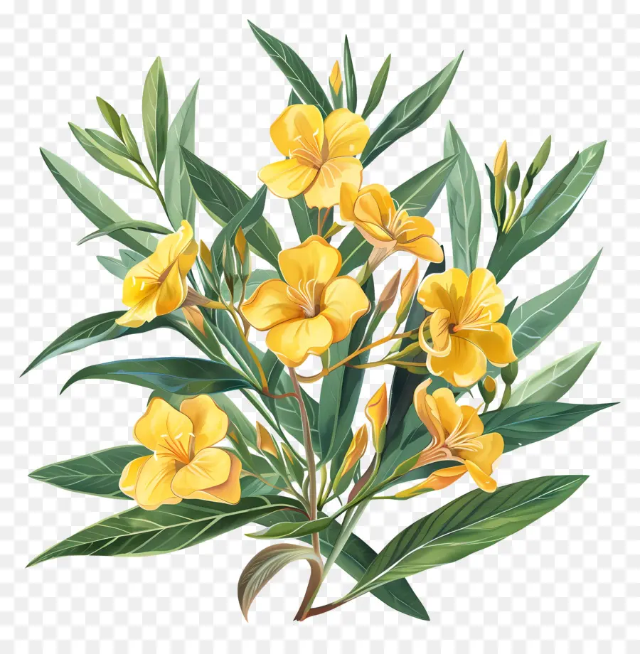 Oleander，Flores Amarelas PNG