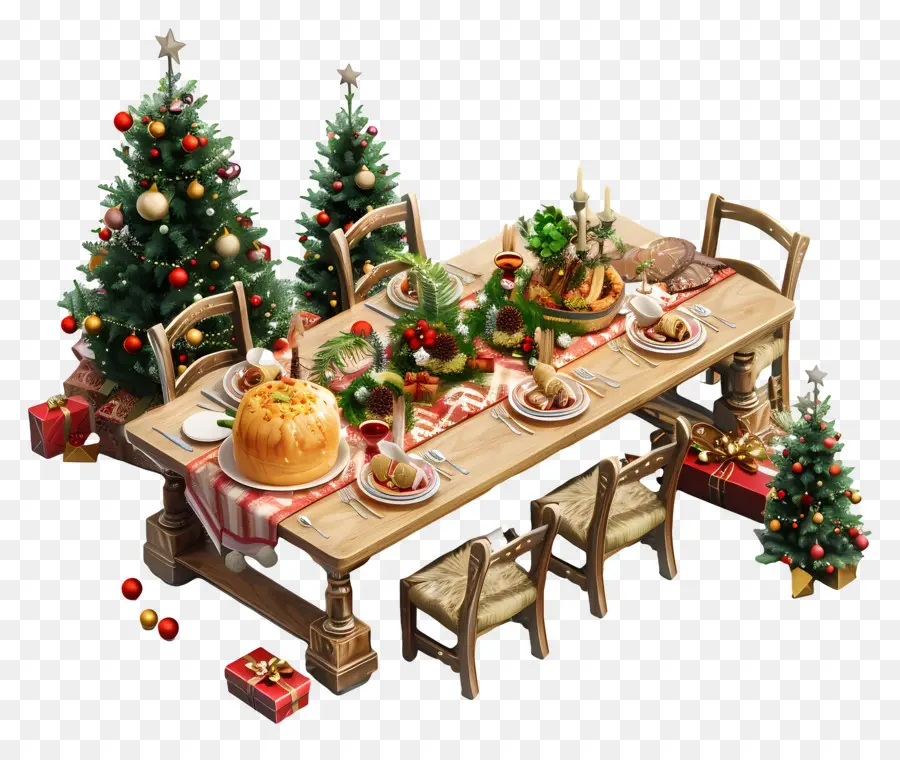 Mesa De Jantar De Natal，Decorações De Natal PNG
