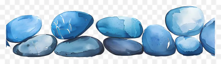 Pebbles De Contorno Azul，Preto E Branco Pintura PNG