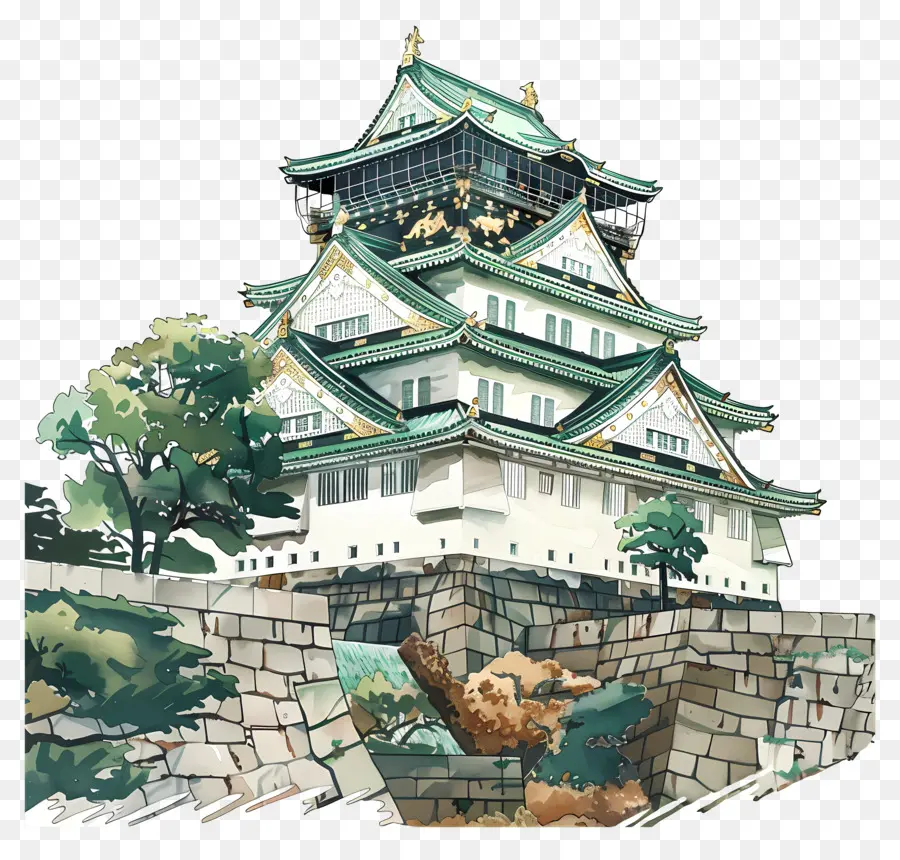 Castelo De Osaka，Castelo Verde PNG