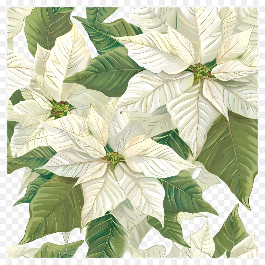 Poinsettia，Flores Brancas PNG