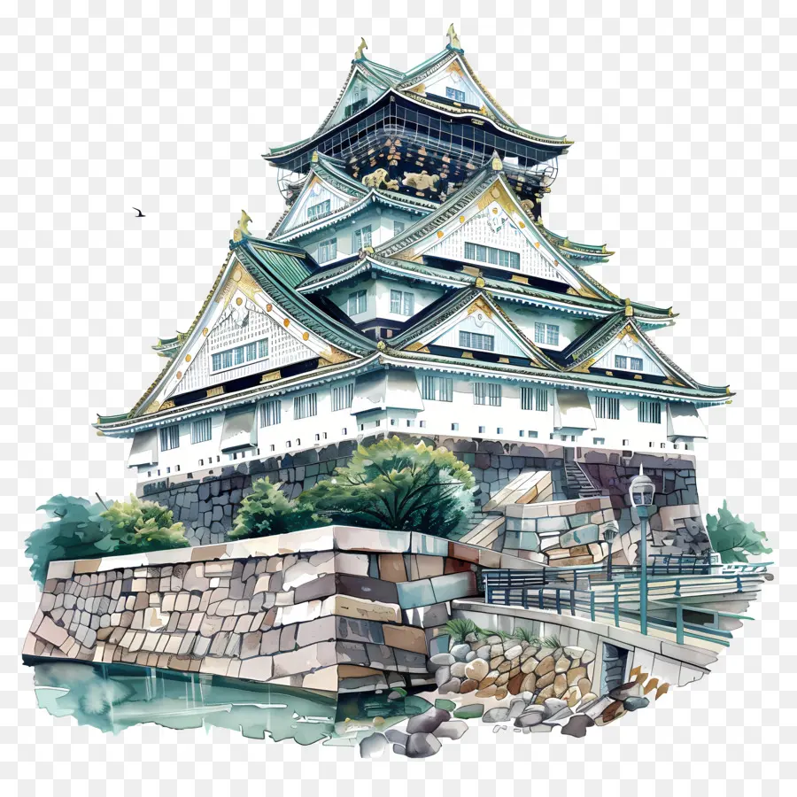 Castelo De Osaka，Castelo Japonês PNG