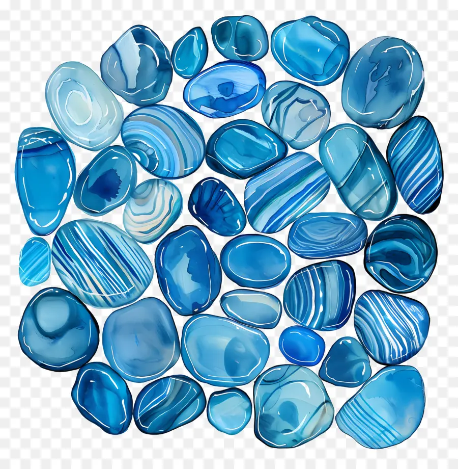 Pebbles De Contorno Azul，Pedras De ágata Azul PNG