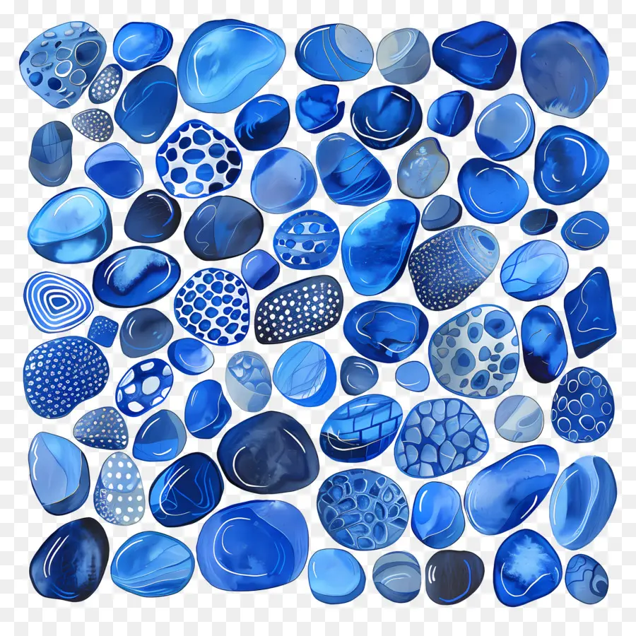 Pebbles De Contorno Azul，Mármores Azuis PNG
