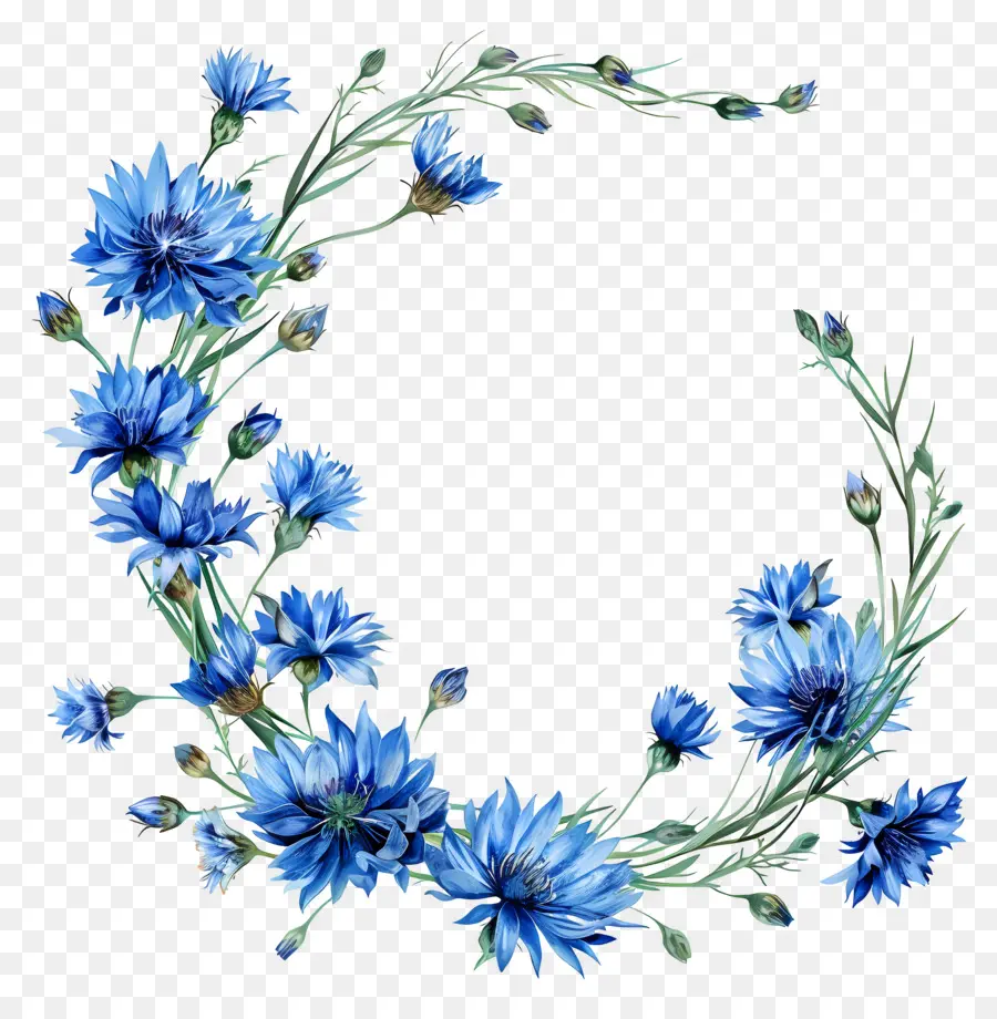 Flores De Milho Azuis，Coroa De Flores PNG
