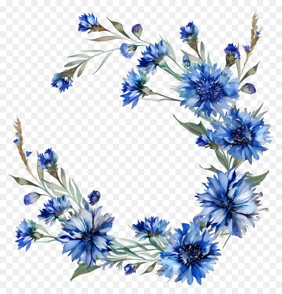 Flores De Milho Azuis，Pintura Em Aquarela PNG