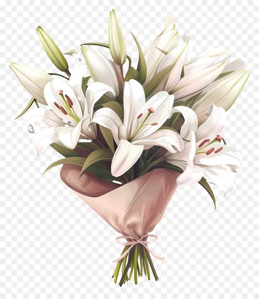 Lilies Bouquet，Lírios Brancos PNG
