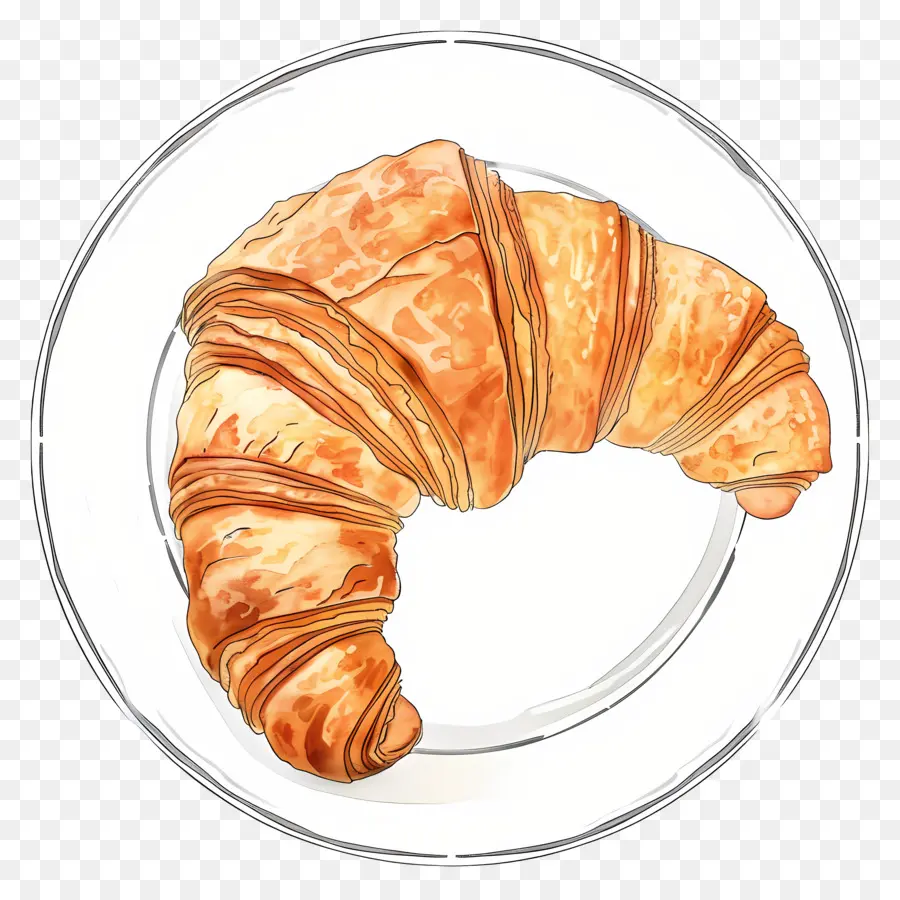 Croissant，Ilustração Em Aquarela PNG