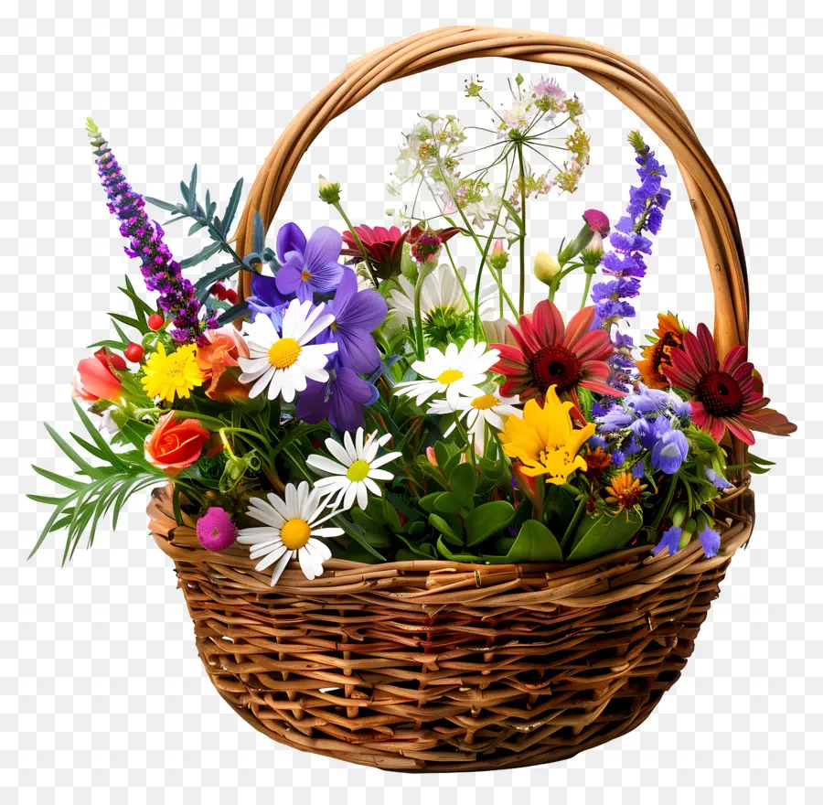 Dia De Maio，Cesta De Flores PNG