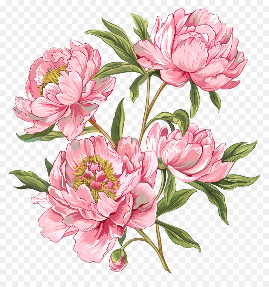 Flores De Peônia Cor De Rosa，Cor De Rosa Peônia PNG
