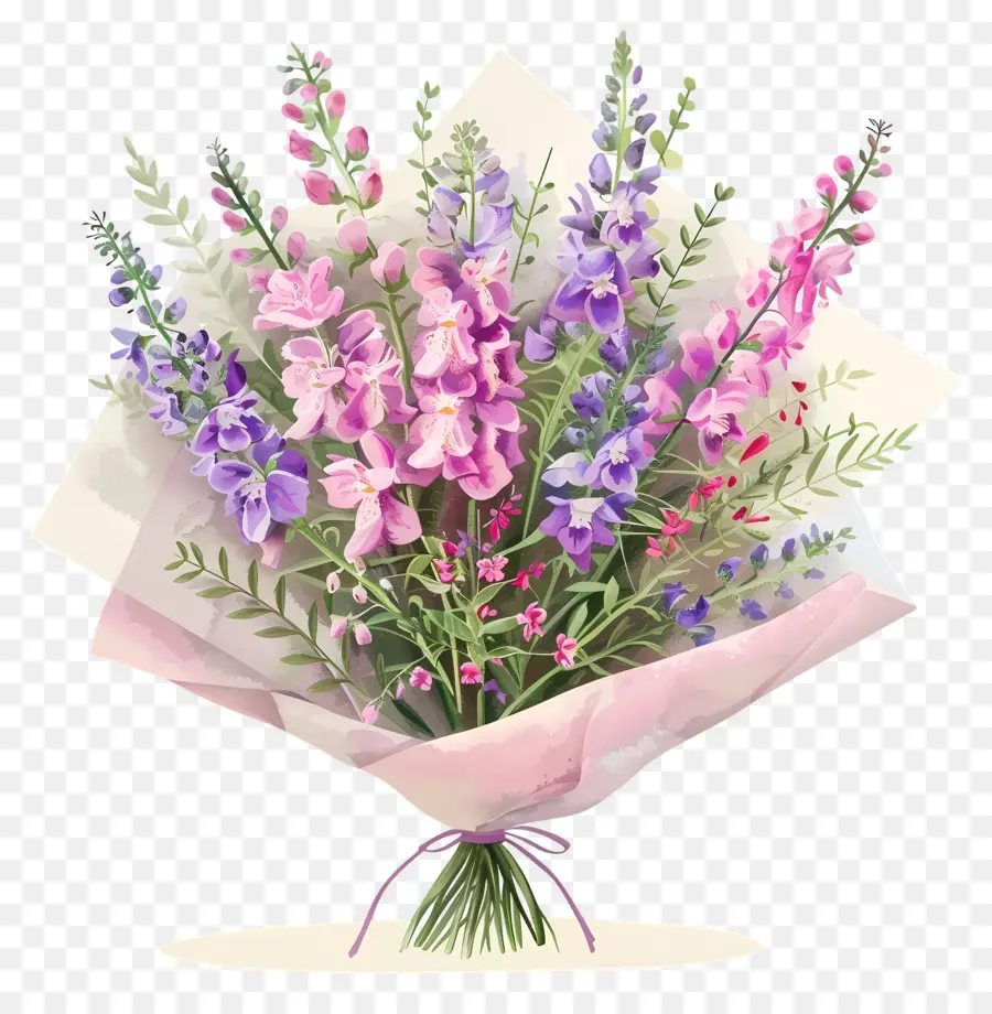 Bouquet Snapdragon，Flores Rosa E Roxo PNG