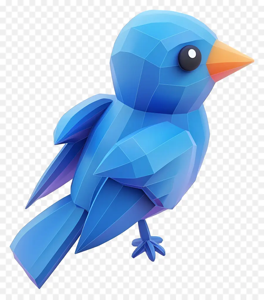 Azul Flappy Pássaro，Low Poly Arte PNG