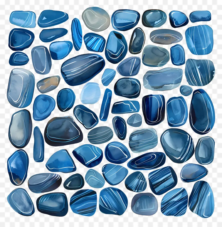 Pebbles De Contorno Azul，Rochas De Mármore PNG