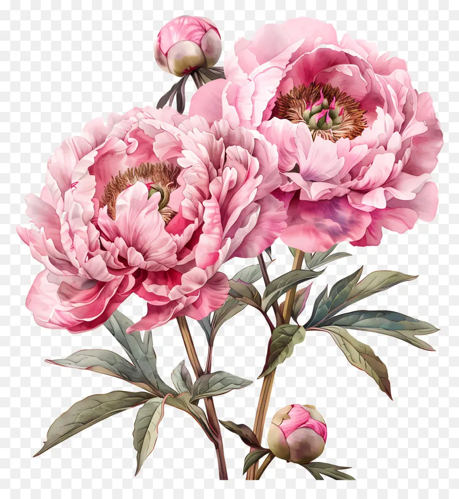 Flores De Peônia Cor De Rosa，Peônias Rosa PNG