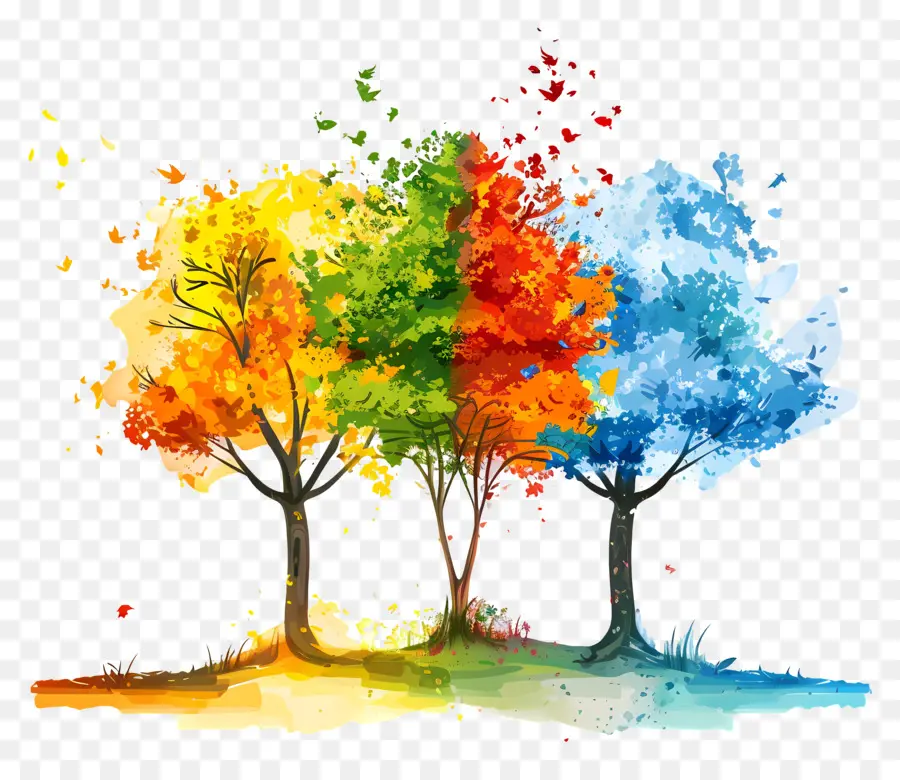 A Natureza De Fundo，Colorido árvores PNG