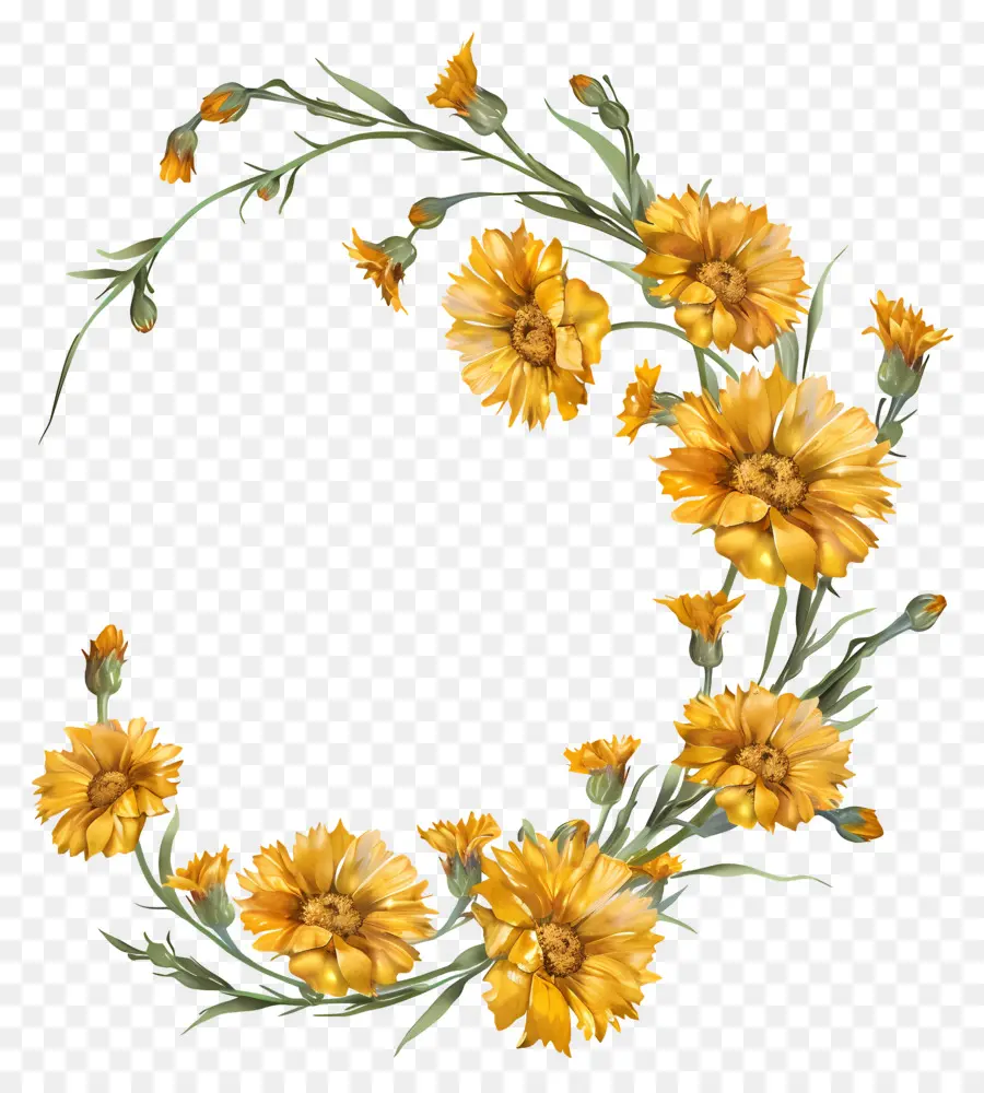 Flores De Milho Amarelas，Coroa De Flores PNG