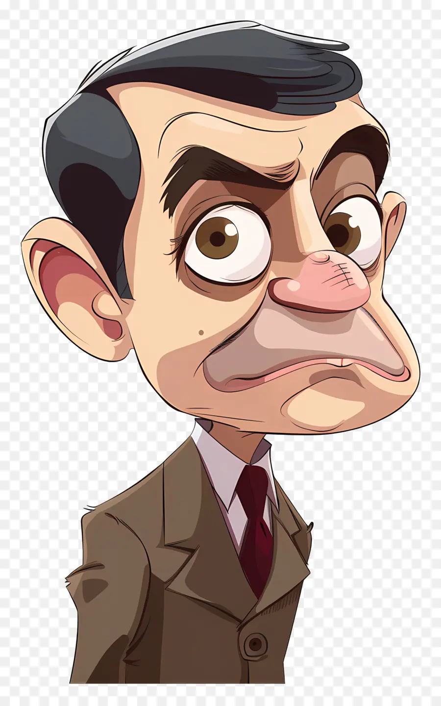 Cartoon Sr Bean，Retrato Em Branco E Preto PNG