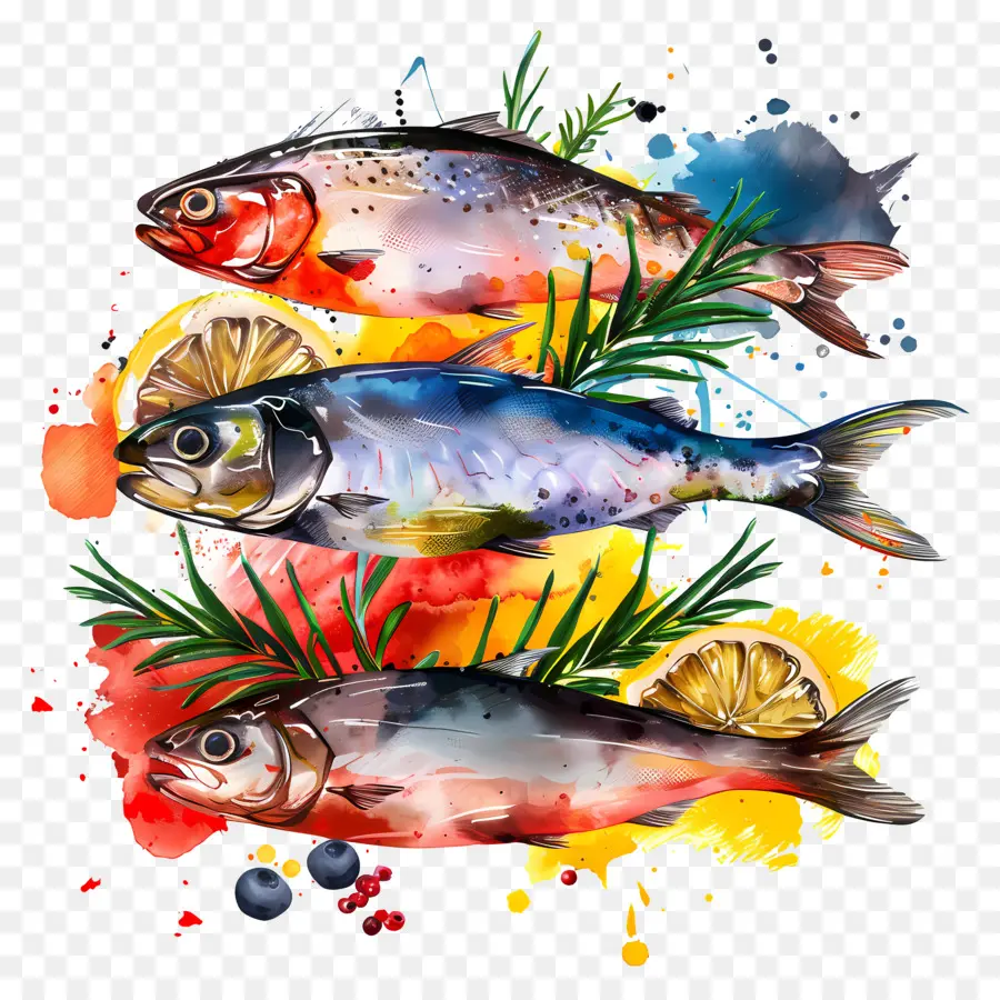Carne De Peixe，Pintura Em Aquarela PNG
