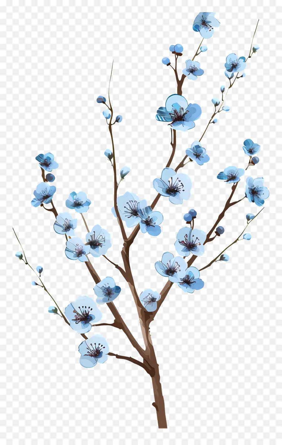 Pequenas Flores Azuis，Ramo De árvore PNG