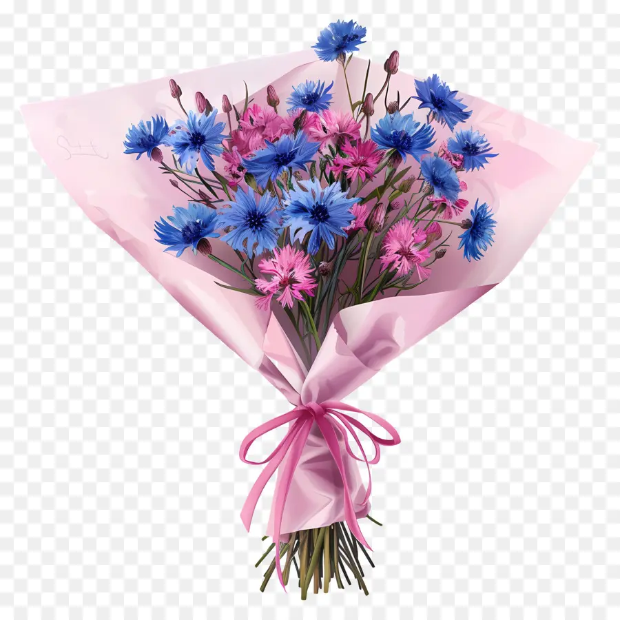Bouquet De Flores De Milho，Flores Cor De Rosa PNG