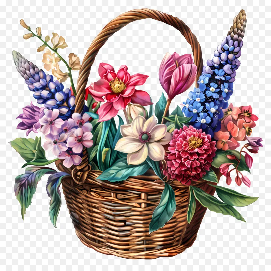 Dia De Maio，Cesta De Flores PNG