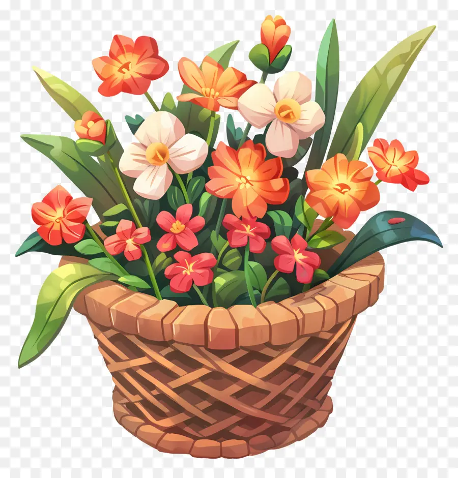 Dia De Maio，Cesta De Flores PNG