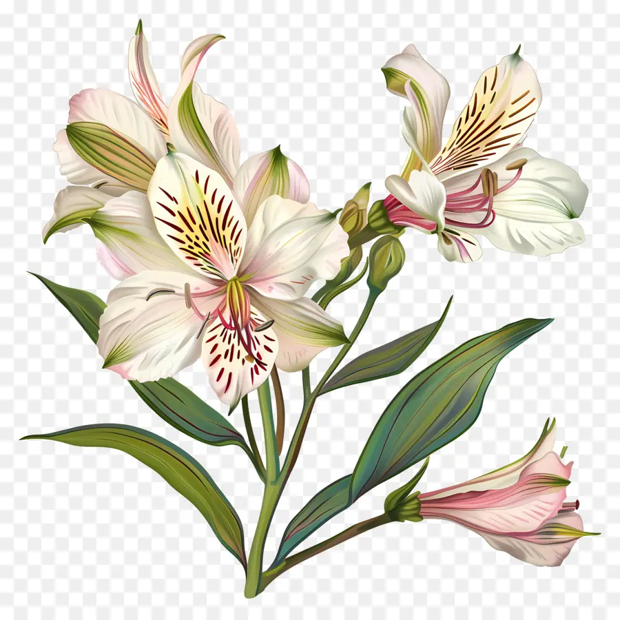 Flor De Alstroemeria，Flores De Trompete Brancas PNG