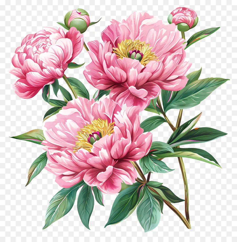 Flores De Peônia Cor De Rosa，Peônias Rosa PNG