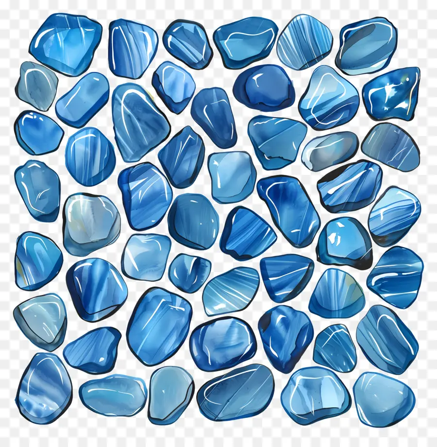 Pebbles De Contorno Azul，Rochas Coloridas PNG