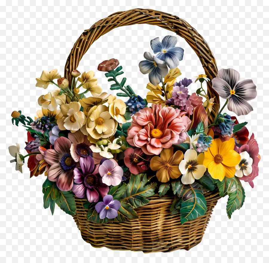 Dia De Maio，Cesta De Flores PNG