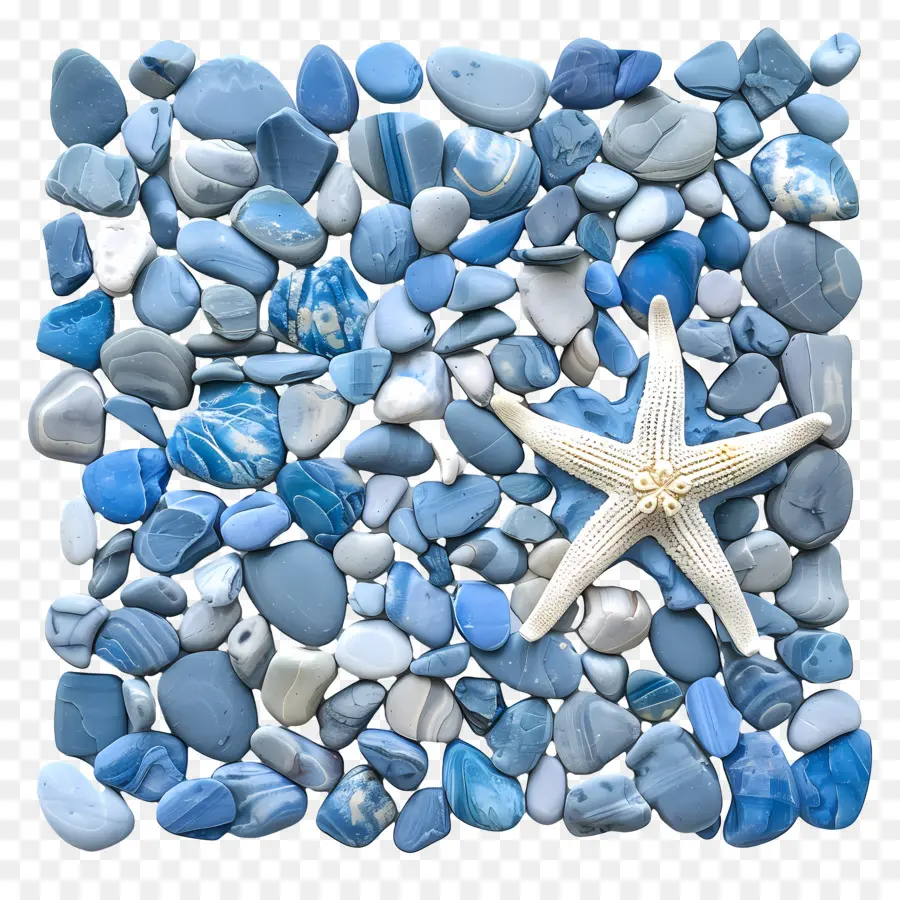 Pebbles De Contorno Azul，Estrela Do Mar PNG