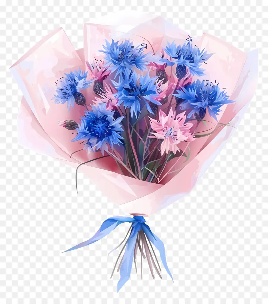 Bouquet De Flores De Milho，Flores Azuis PNG