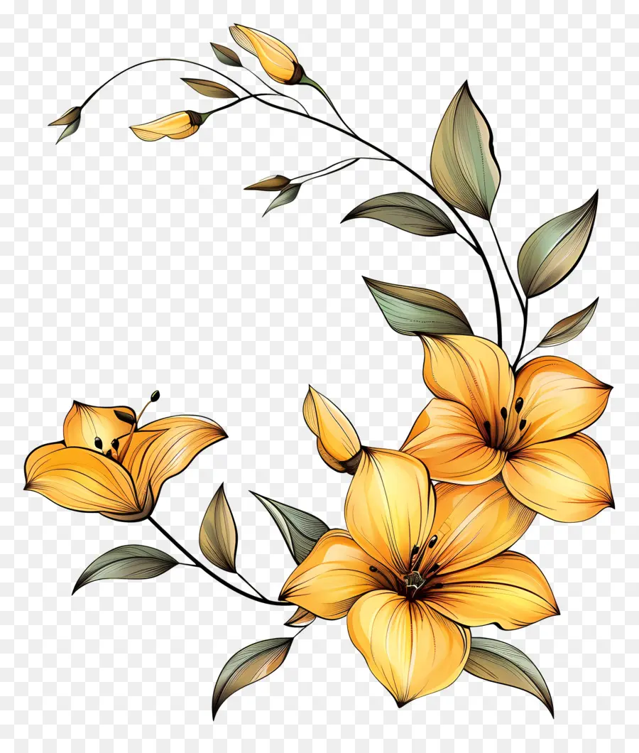 Flores Amarelas，Amarelo Lírios PNG
