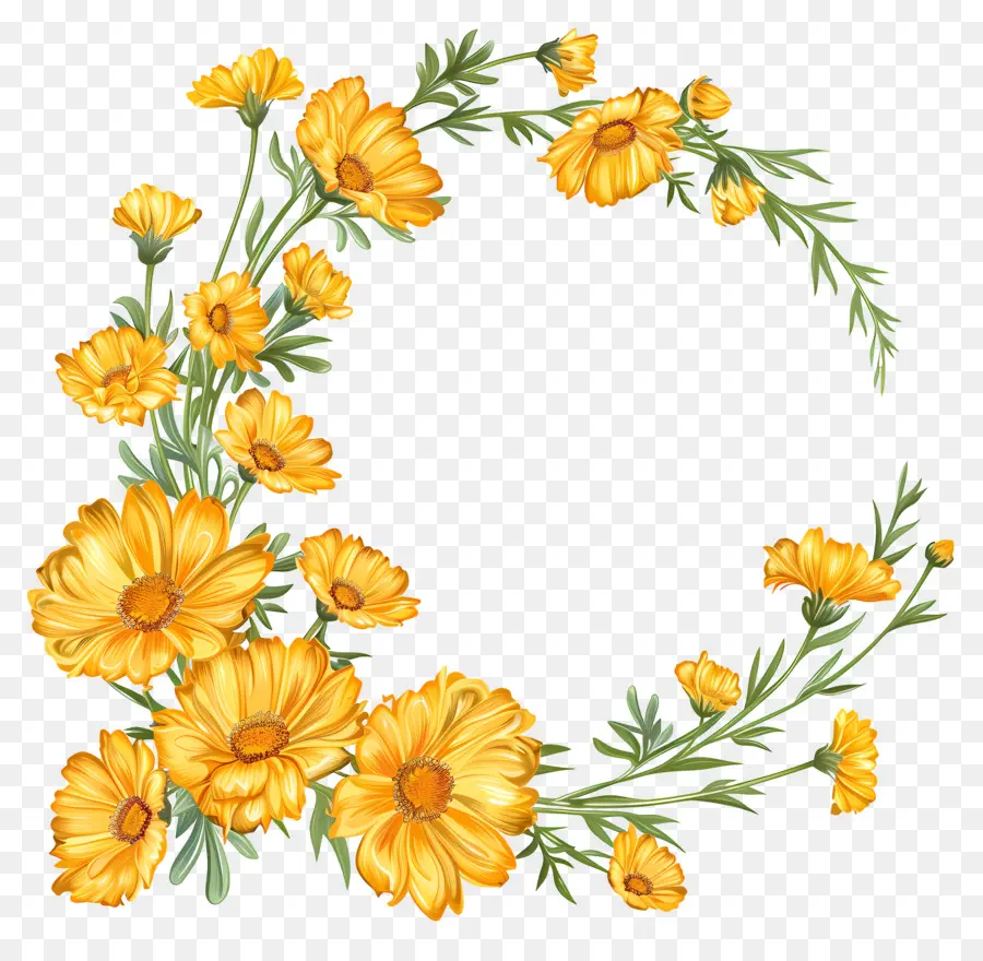 Flores De Milho Amarelas，Coroa De Flores PNG