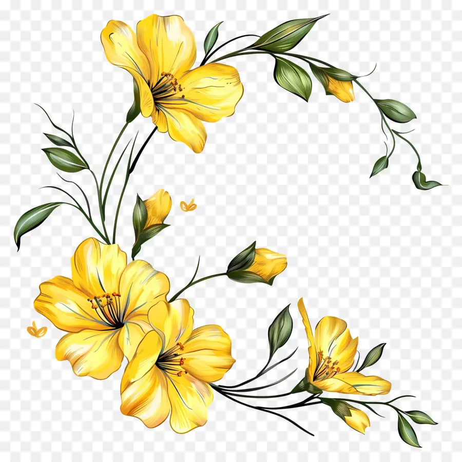 Flores Amarelas，Flor Coroa De Flores PNG