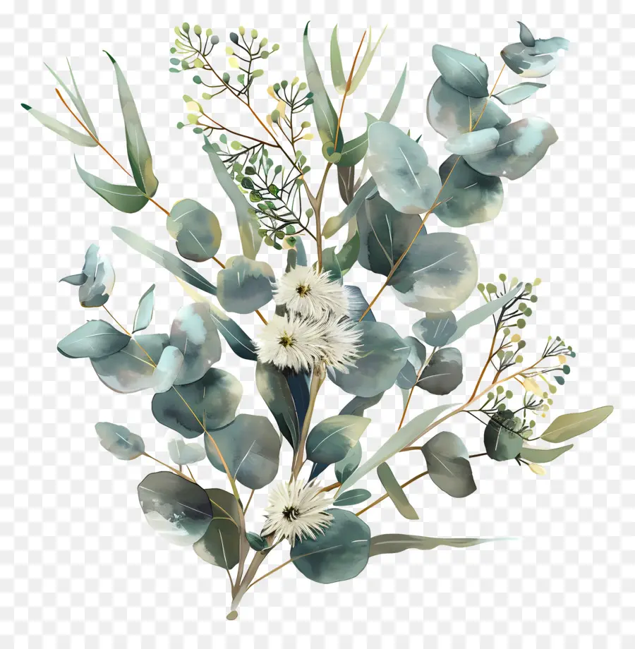 Flor Do Eucalipto，Ilustração Em Aquarela PNG