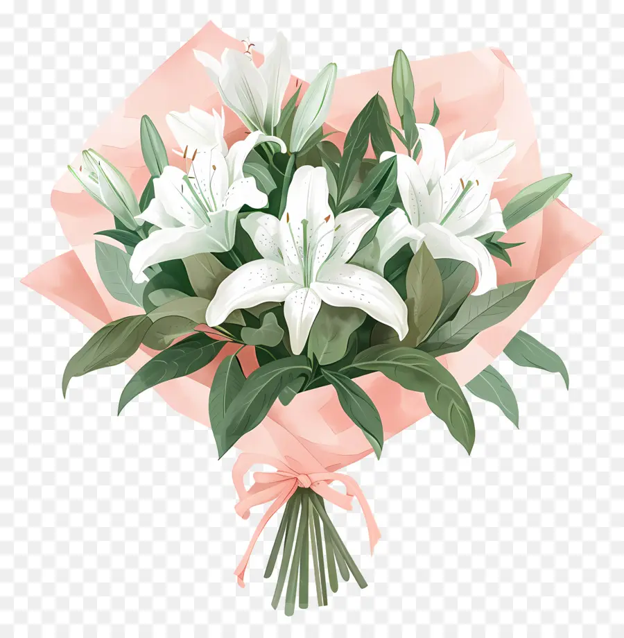 Lilies Bouquet，Lírios Brancos PNG