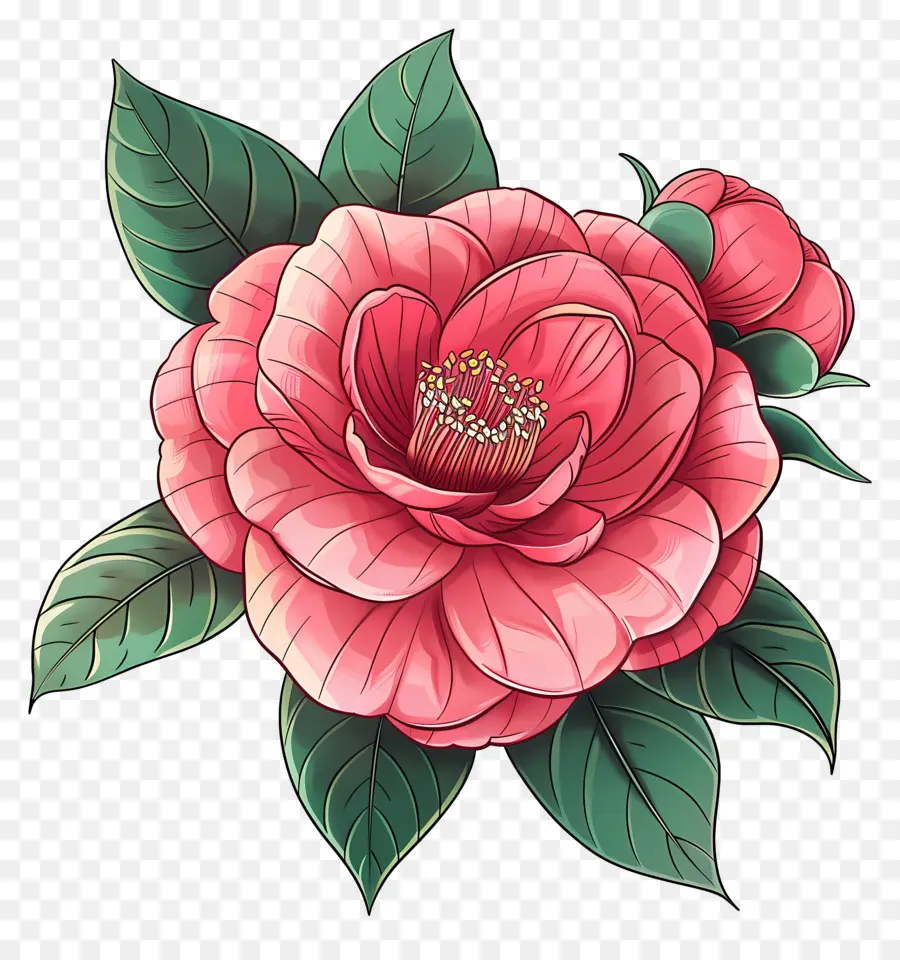 Flor De Camellia，Flor Vermelha PNG