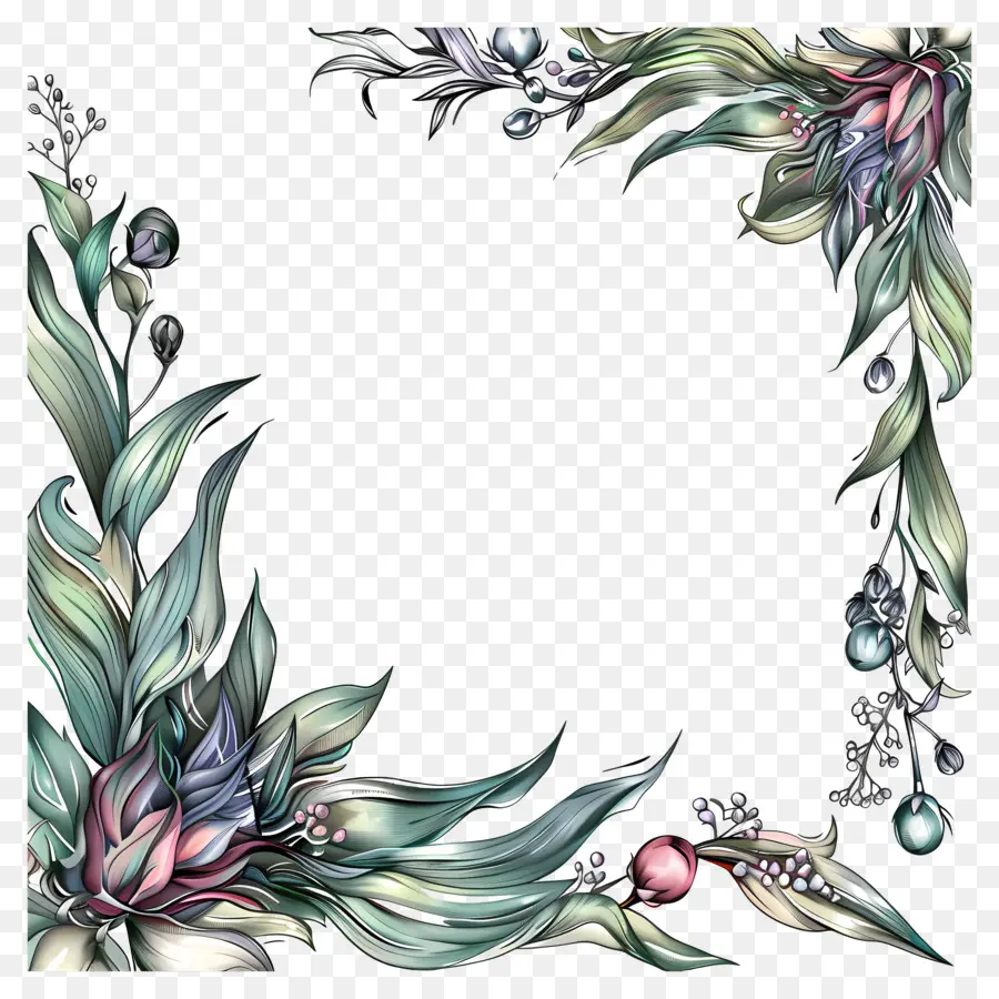 Folha De Fronteira，Floral Moldura PNG