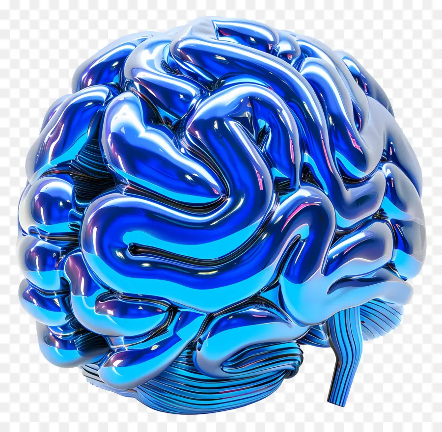 Azul Cérebro，Cérebro Gerado Por Computador PNG