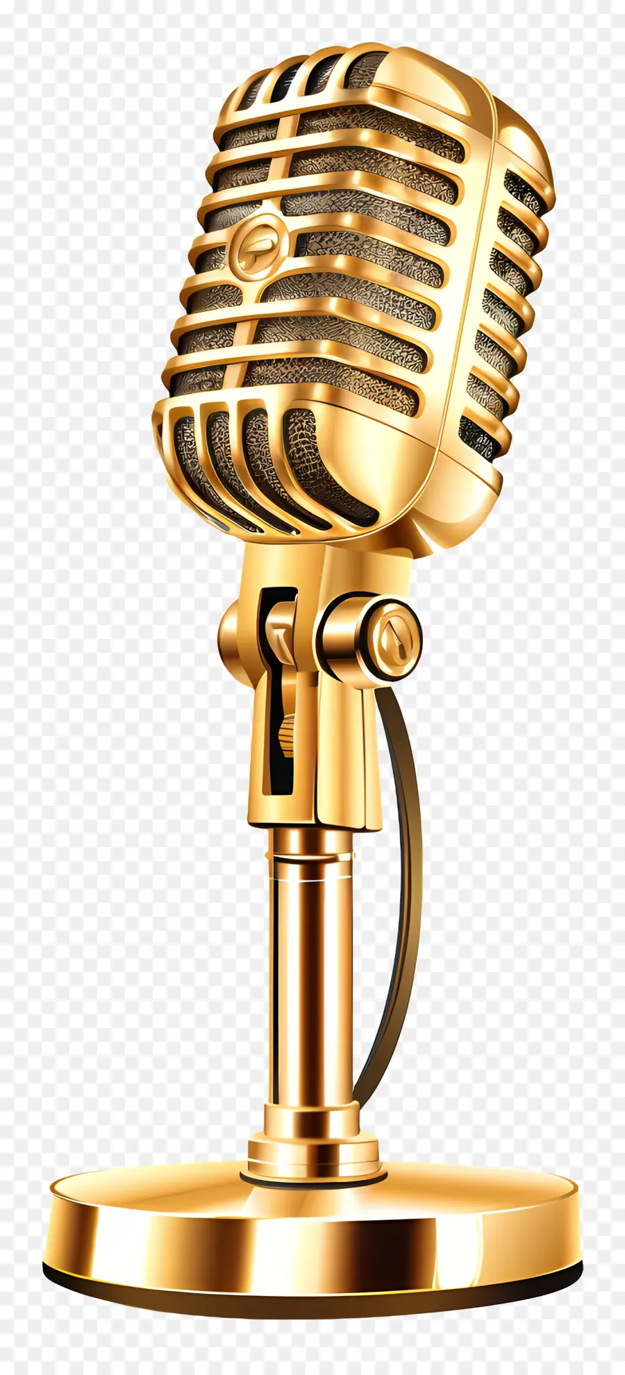 Ouro Microfone，Microfone Em Pé PNG