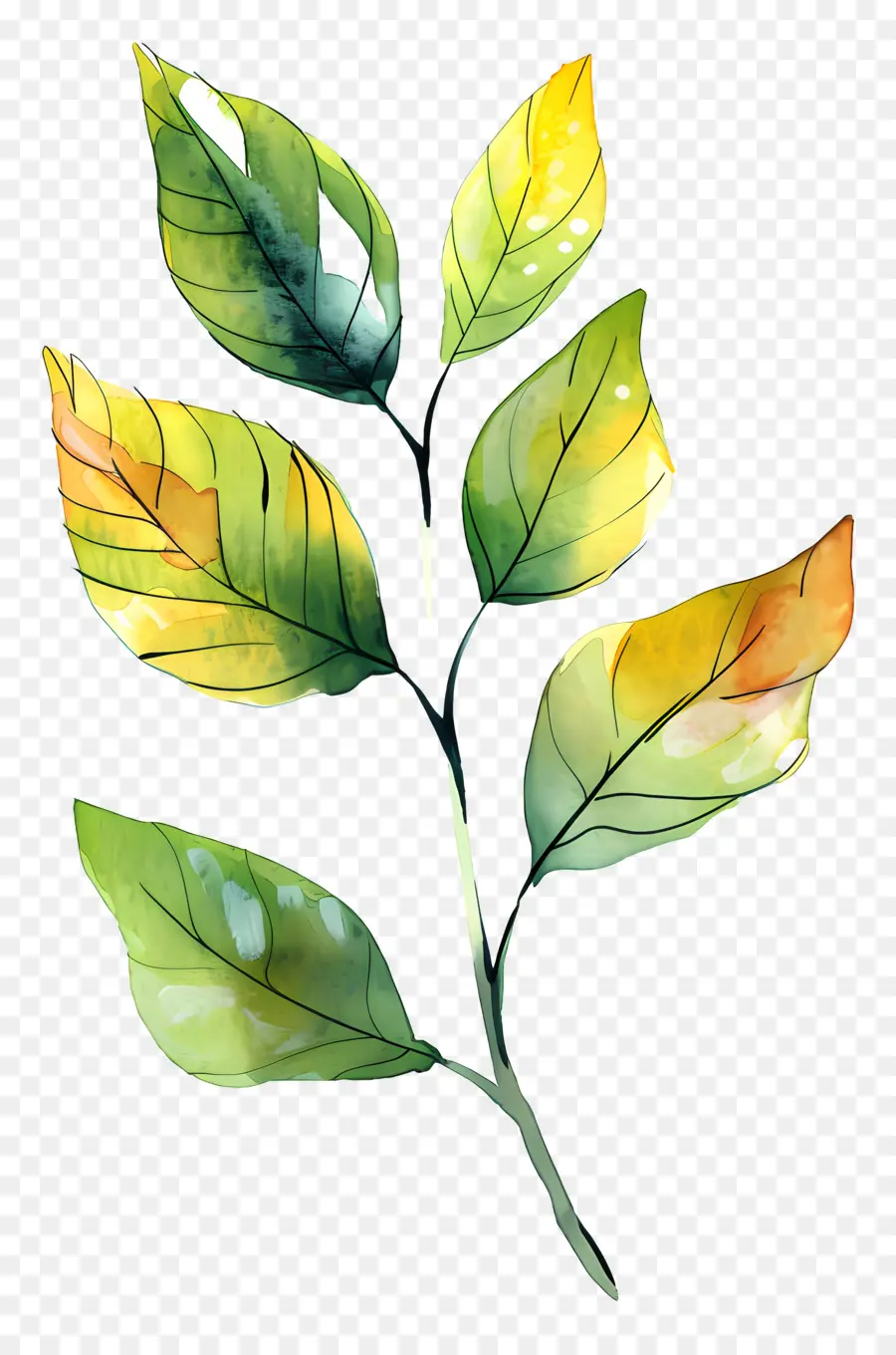 Aquarela Folhas，Folhas Verdes PNG