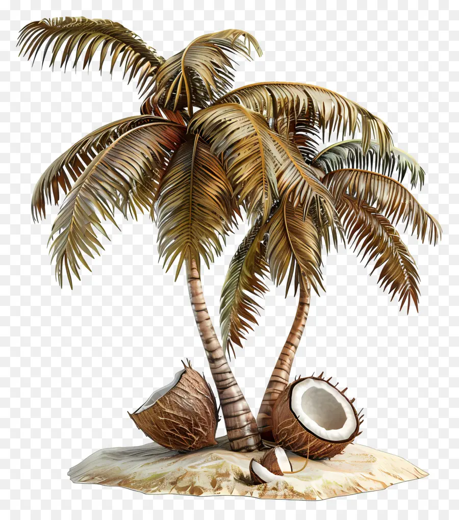 Palma Com Cocos，Coqueiros PNG