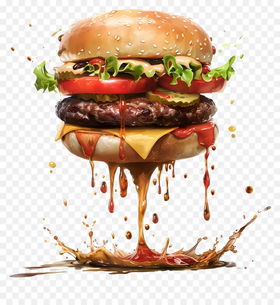 Hambúrguer Flutuante，Burger PNG