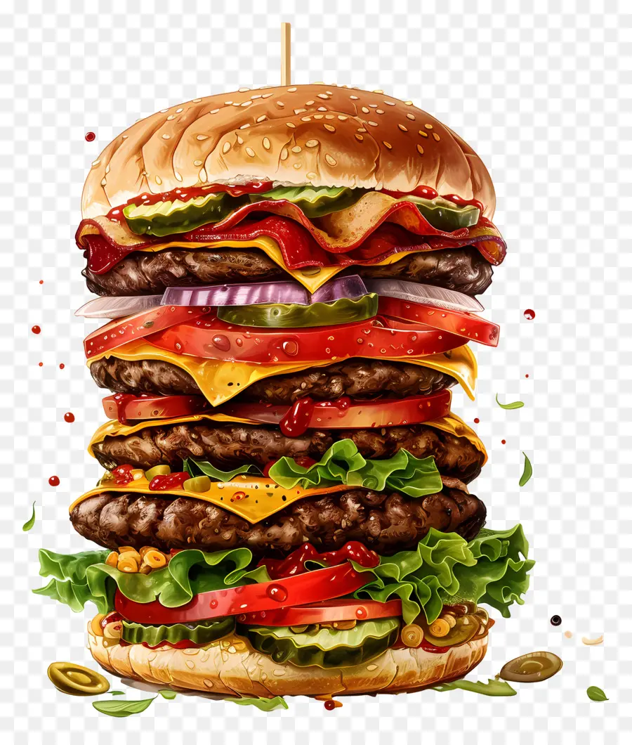 Big Burger，Hamburger Gigante PNG