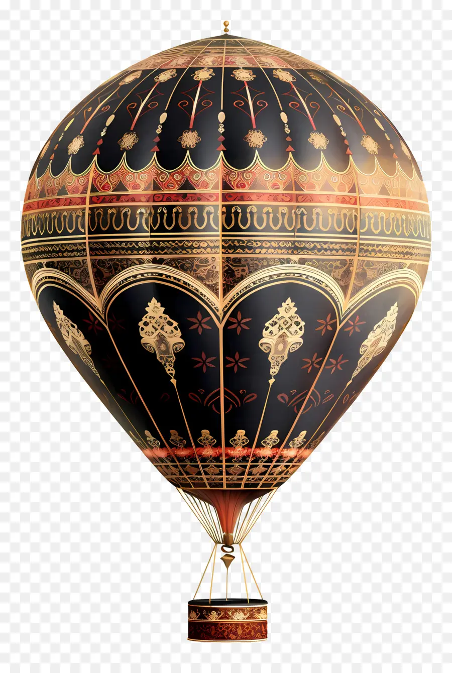 Balão De Ar Quente，Design Preto E Dourado PNG