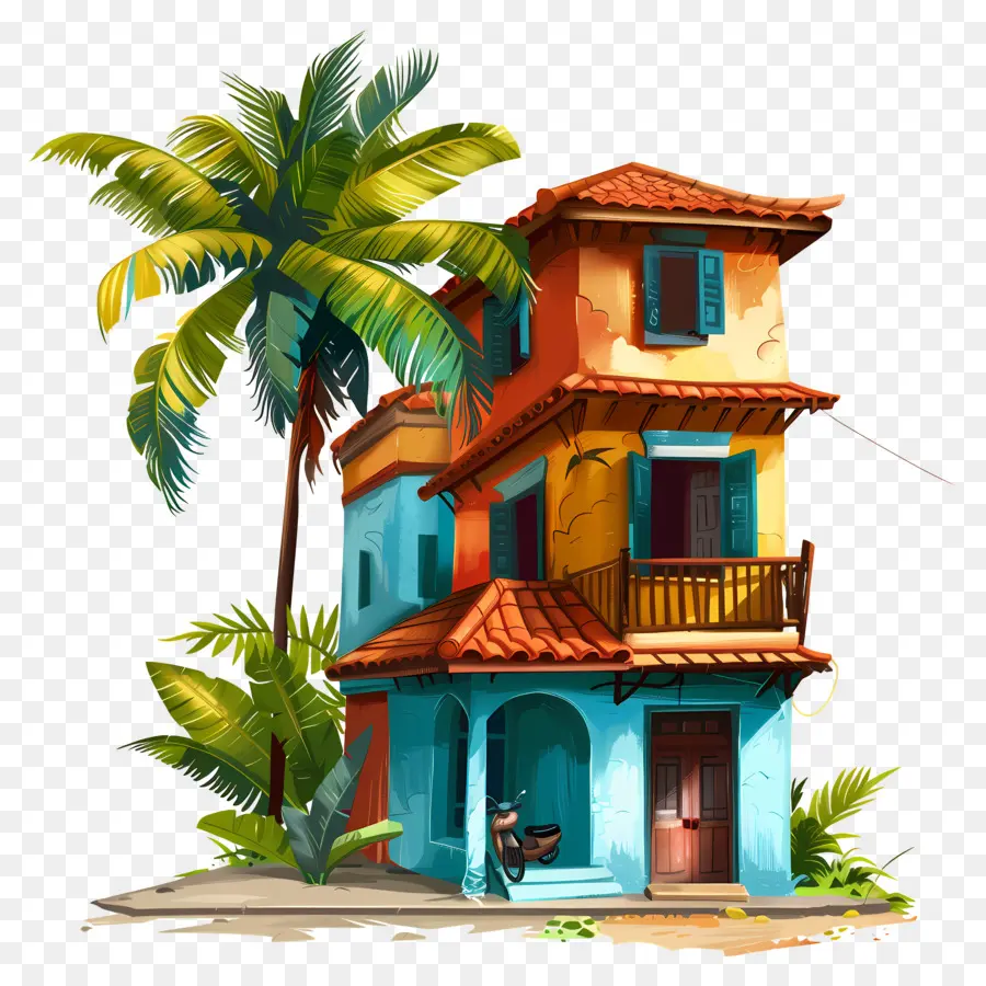 Kerala House，Ilustração Dos Desenhos Animados PNG